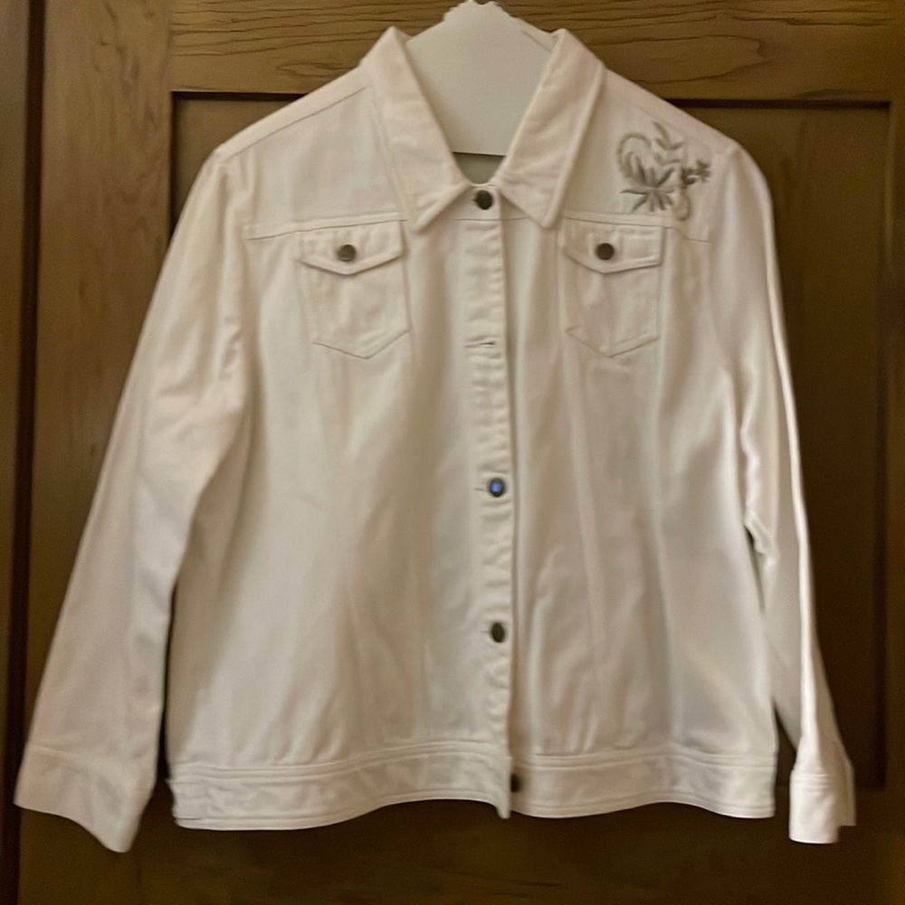 White embroidered jean jacket